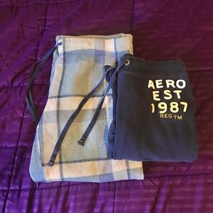 Aeropostale Straight Leg Sweatpants & Blue Fleece Pajama Pants Bundle